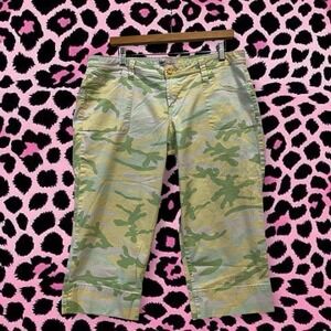 Yellow and green camp LEI plus size  16 Y2K 00s capri pants capris